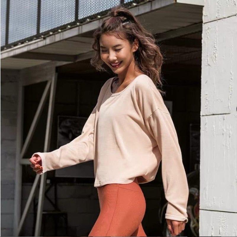 Shop 0 2022 New Sports T-shirt Yoga Women&#39;s Vest Running Dance Quick-drying Long Sleeve Fitness Halter Top Female Blouse Gym Clothing Mademoiselle Home Decor