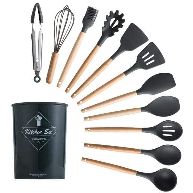 Shop Eating & Kitchen Utensils Dark Gray Malene Set Mademoiselle Home Decor