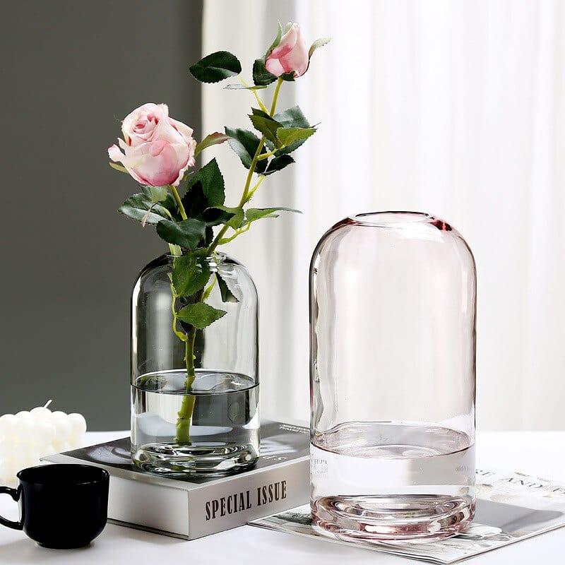 Shop 0 Classic Simple Pink Vase Creative INS Glass Flower Bottles Living Room Dining Table Home Decoration Transparent Crafts Vases Mademoiselle Home Decor