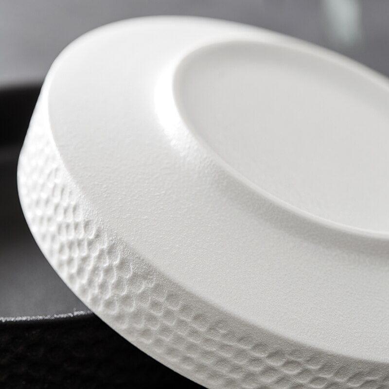 Shop 0 African Night Frosted Salad Deep Plate Retro Rice Bowl Hammer Pattern Shallow Mouth Pasta Plate Western Restaurant Placing Mademoiselle Home Decor