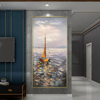 Shop 0 Seaview Sailboat Handmade Oil Paintings On Canvas Large Size Mural Home Office Wall Art Decoration Hand Painted Abstract Picture Mademoiselle Home Decor