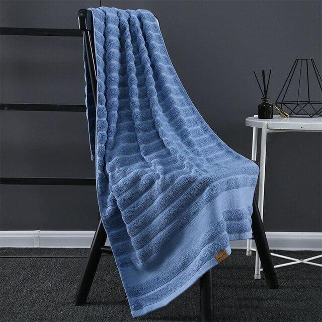 Shop 0 Blue / 34x76cm 70x140cm 100% Cotton Bath Towel Set Warm High Quality Beach Fashion Hotel Water Absorbent Soft Microfiber Swimming Sports Travel Towel Mademoiselle Home Decor