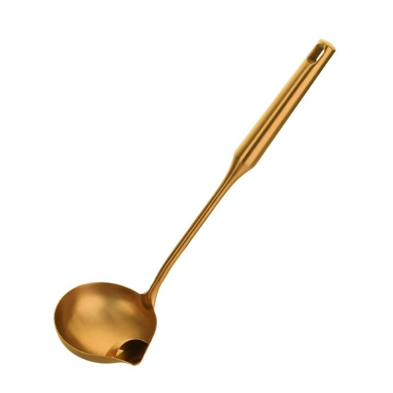 Shop 0 1 Oil Separator 1-10PCS Stainless Steel CookwarLong Handle Set Gold Cooking Utensils Scoop Spoon Turner Ladle Cooking Tools Kitchen Utensils Set Mademoiselle Home Decor