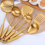 Shop 0 1-10PCS Stainless Steel CookwarLong Handle Set Gold Cooking Utensils Scoop Spoon Turner Ladle Cooking Tools Kitchen Utensils Set Mademoiselle Home Decor