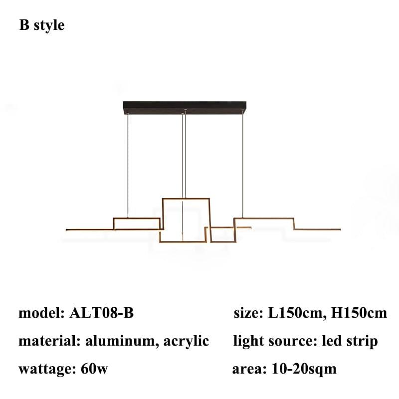 Shop 0 Style B-L150cm / black lamp body / neutral light(4500K) Nordic Geometry Led Chandeliers Lighting Living Dining Room Decor Led Pendant Lights Bedroom Home Kitchen Hanging Lamp Luminaire Mademoiselle Home Decor
