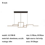 Shop 0 Style B-L150cm / black lamp body / neutral light(4500K) Nordic Geometry Led Chandeliers Lighting Living Dining Room Decor Led Pendant Lights Bedroom Home Kitchen Hanging Lamp Luminaire Mademoiselle Home Decor