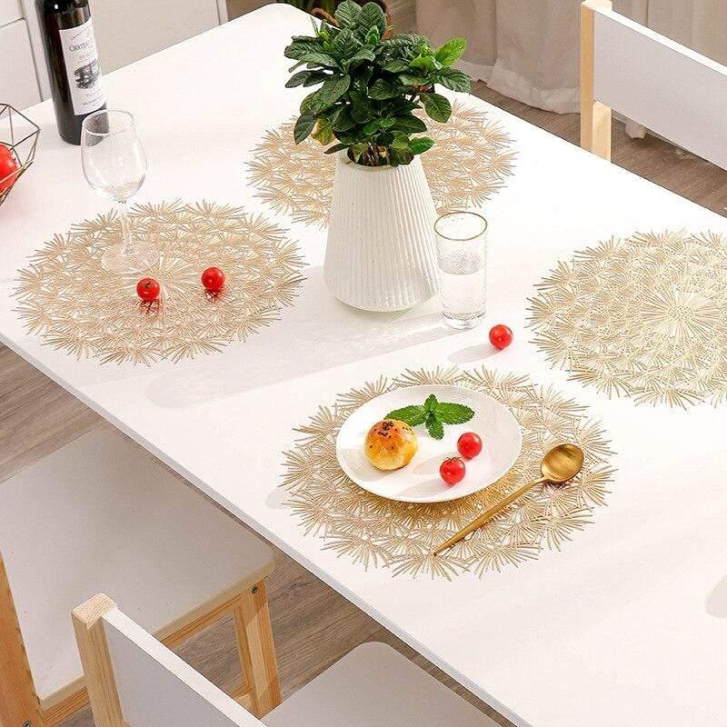 Shop 0 Hollow placemat Restaurant PVC decoration Meal Mat Romantic Anti-hot Dining Table Line Mat Steak Plate Pad 6PCS 4PCS Mademoiselle Home Decor