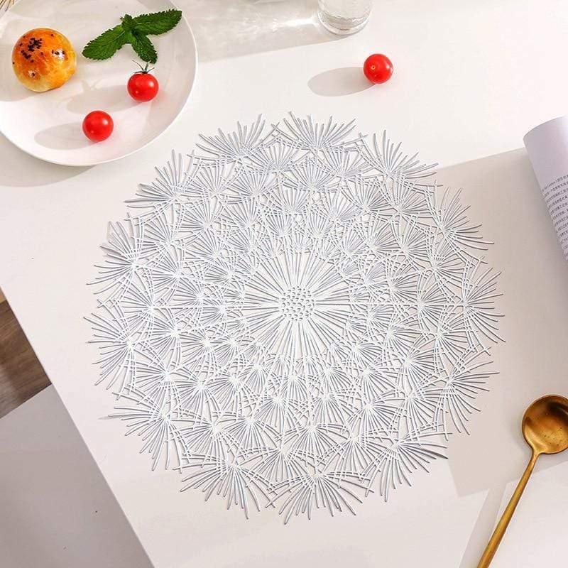 Shop 0 Silver / Diameter 38cm / 4 pieces Hollow placemat Restaurant PVC decoration Meal Mat Romantic Anti-hot Dining Table Line Mat Steak Plate Pad 6PCS 4PCS Mademoiselle Home Decor