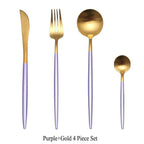 Shop 100003310 Purple Gold Mojo Cutlery Set Mademoiselle Home Decor