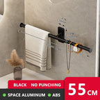 Shop 0 55 cm Black / universal Self-adhesive Bathroom Towel Rack Holder Without Drilling, Wall Mounted Towel Shelf Kitchen Bathroom Accessories Towel Hanger Mademoiselle Home Decor