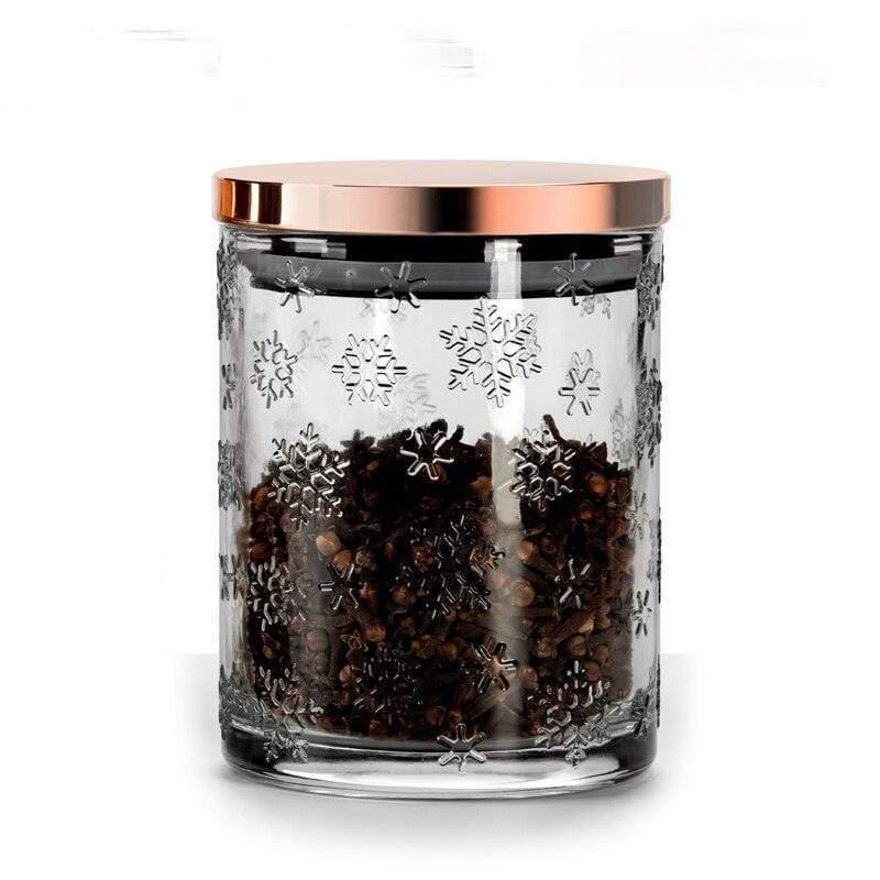 Shop 0 B-1PCS Japanese Style Rose Gold Glass Sealed Jar Embossed Grain Storage Box Moisture-proof Snack Storage Box Household Retro Storage Mademoiselle Home Decor