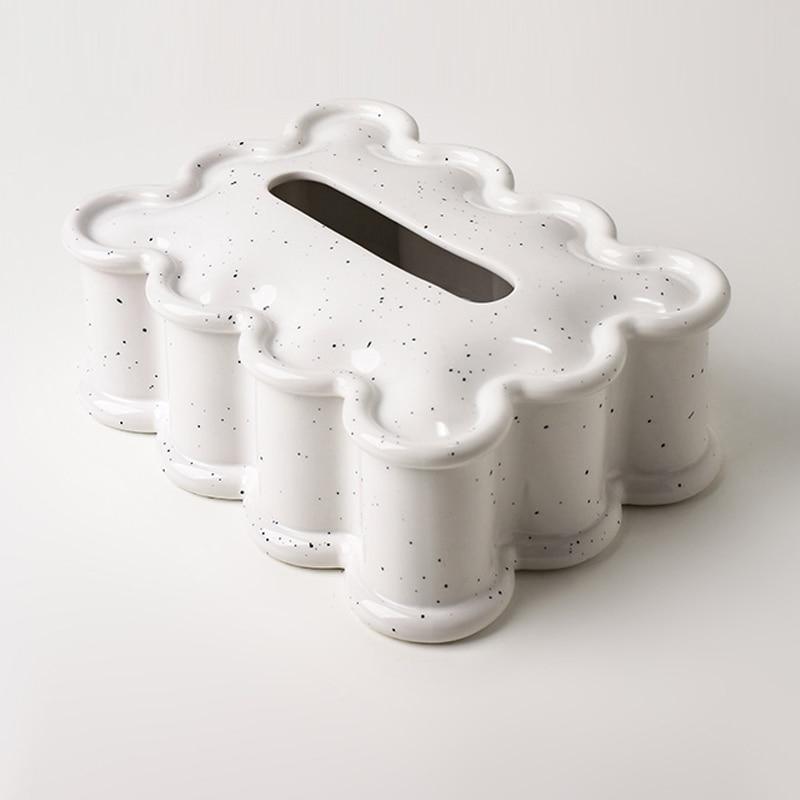 Shop 0 Ink dots Silver-plated Ceramic Tissue Box Household Light Luxury High-end Pumping Box Living Room Desktop Napkin Box Home Decoration Mademoiselle Home Decor