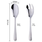 Shop 0 1 Set(2 Pcs) / Silver Big Salad Spoon Fork Set Stainless Steel Kitchen Food Server Pasta Utensils Public Gold Tableware Using Buffet Restaurant Tools Mademoiselle Home Decor