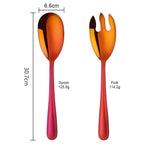Shop 0 1 Set(2 Pcs) / Rainbow03 Big Salad Spoon Fork Set Stainless Steel Kitchen Food Server Pasta Utensils Public Gold Tableware Using Buffet Restaurant Tools Mademoiselle Home Decor