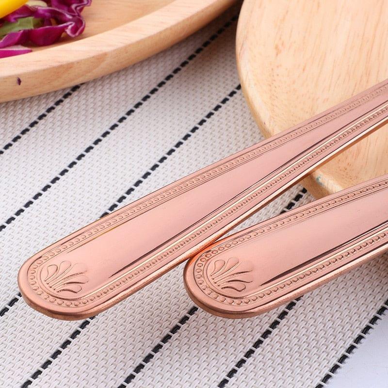 Shop 0 Big Salad Spoon Fork Set Stainless Steel Kitchen Food Server Pasta Utensils Public Gold Tableware Using Buffet Restaurant Tools Mademoiselle Home Decor