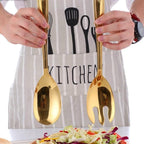 Shop 0 Big Salad Spoon Fork Set Stainless Steel Kitchen Food Server Pasta Utensils Public Gold Tableware Using Buffet Restaurant Tools Mademoiselle Home Decor