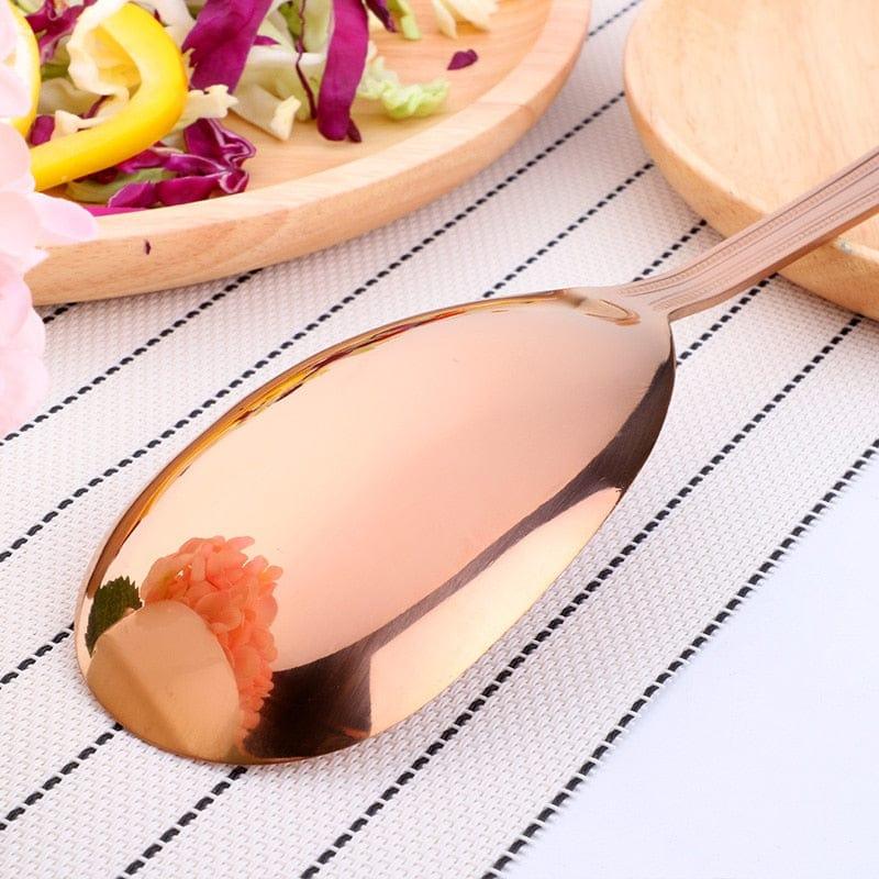 Shop 0 Big Salad Spoon Fork Set Stainless Steel Kitchen Food Server Pasta Utensils Public Gold Tableware Using Buffet Restaurant Tools Mademoiselle Home Decor