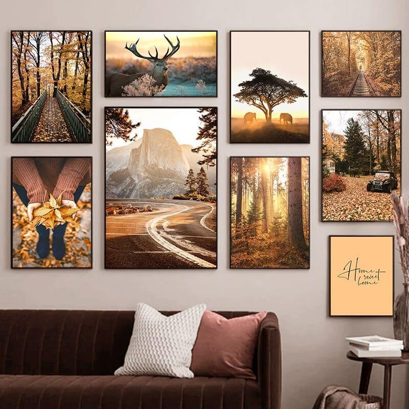 Shop 0 Autumn Landscape Picture Canvas Painting Wall Art Poster Nature Scenery Animal Print for Modern Home Decor Living Room Design Mademoiselle Home Decor