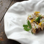 Shop 0 French Ceramic Tableware Irregular White Ceramic Western Plate Creative Pleated Paper Plate Restaurant Fruit Tray Dumpling Plate Mademoiselle Home Decor