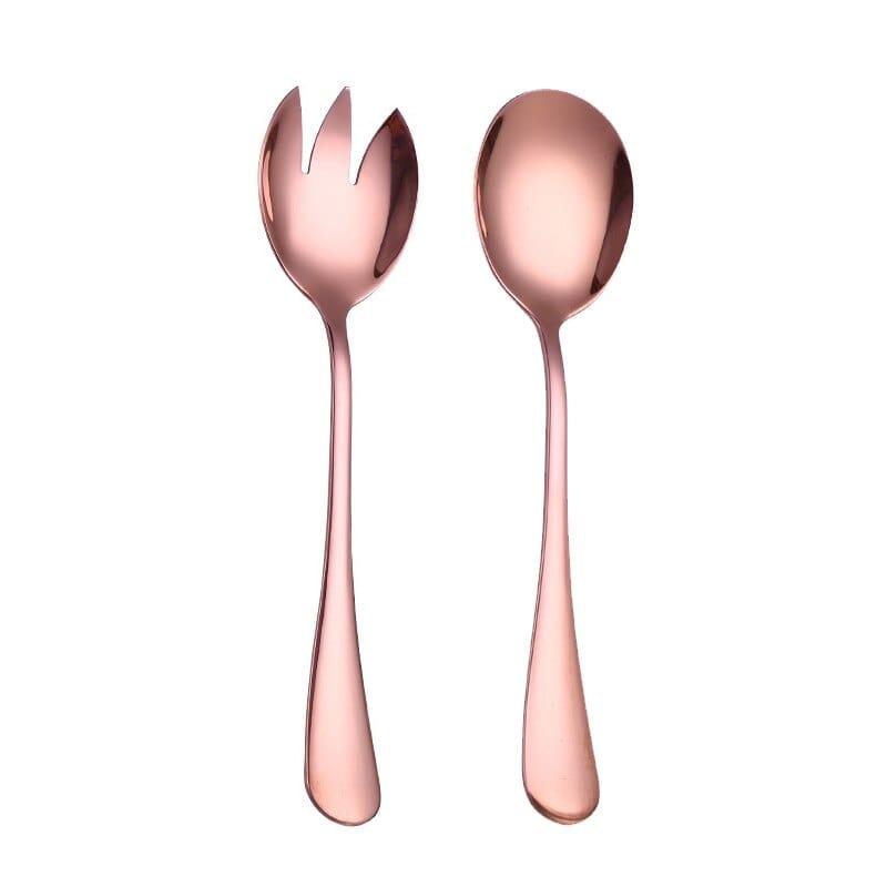 Shop 0 rose gold Spklifey Gold Salad Spoons Stainless Steel Spoon Set 2 PCS Cutlery Gold Set Unique Gold Dessert Spoon Ettuce Cutlery Mademoiselle Home Decor