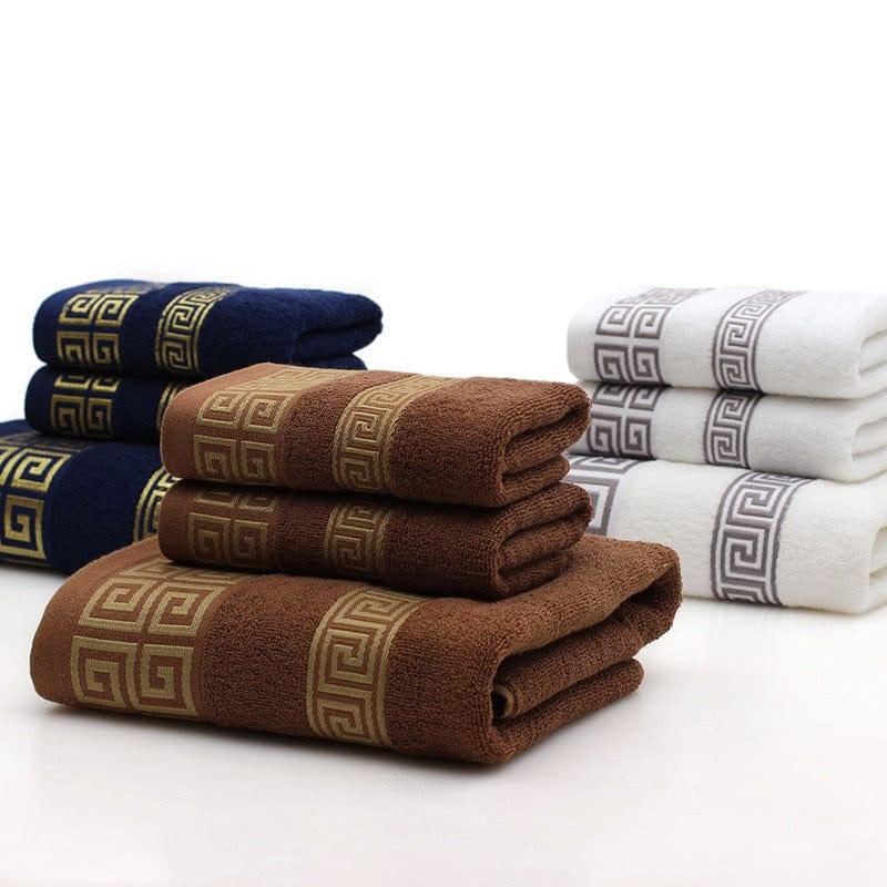 Shop 0 100% Cotton Towel Set Bathroom Geometric Pattern Bath Towel For Adults Face Hand Towels Terry Washcloth Travel Sport Towel Mademoiselle Home Decor