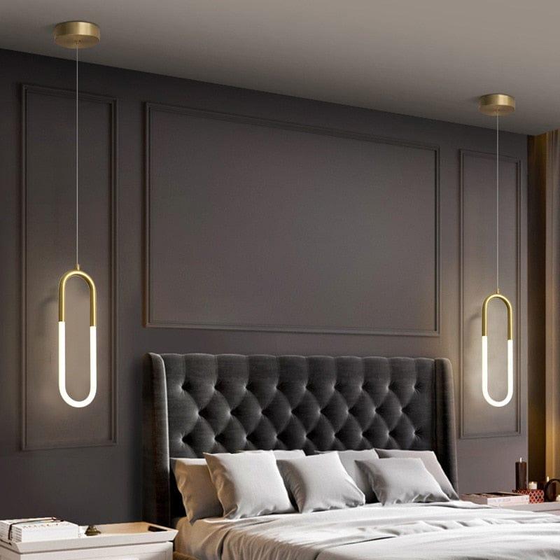 Shop 0 Nordic Simple Bar Pendant light Postmodern Hanging lamp Restaurant Bedroom Bedside Luxury Clothing store Staircase U-shaped lamp Mademoiselle Home Decor