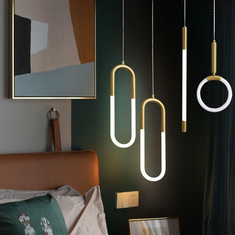 Shop 0 Nordic Simple Bar Pendant light Postmodern Hanging lamp Restaurant Bedroom Bedside Luxury Clothing store Staircase U-shaped lamp Mademoiselle Home Decor