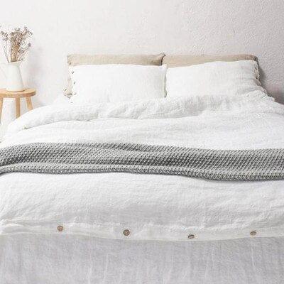 Shop 0 bleach / UK 135X200cm 3PCS 100% Pure Linen Bedding Sets Natural Flax Duvet Cover Set With Pillowcase Modern 220x240 King Size Quilt Covers No Bed Sheet Mademoiselle Home Decor