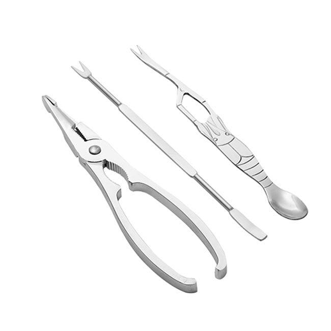 Shop 0 3PCS-A Seafood Tool Sets Crab Crackers Picks Spoons Set Stainless Steel Crab Peel Shrimp Tool Lobster Clamp Pliers Clip Pick Set Mademoiselle Home Decor