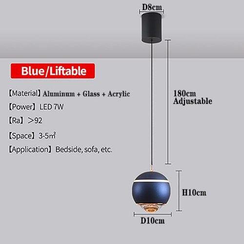 Shop 0 B Blue / 7W / Warm White Modern LED Pendant Lights For Ceiling Liftable Hanging Lights Fixtures For Bedroom Living Kitchen Study Decoration Chandelier Mademoiselle Home Decor