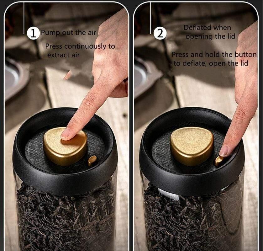 Shop 0 Glass Vacuum Tea Caddy Sealed Jar Transparent Household Storage Storage Bottle Home Furnishing Kitchen Storage Storage Bottle Mademoiselle Home Decor