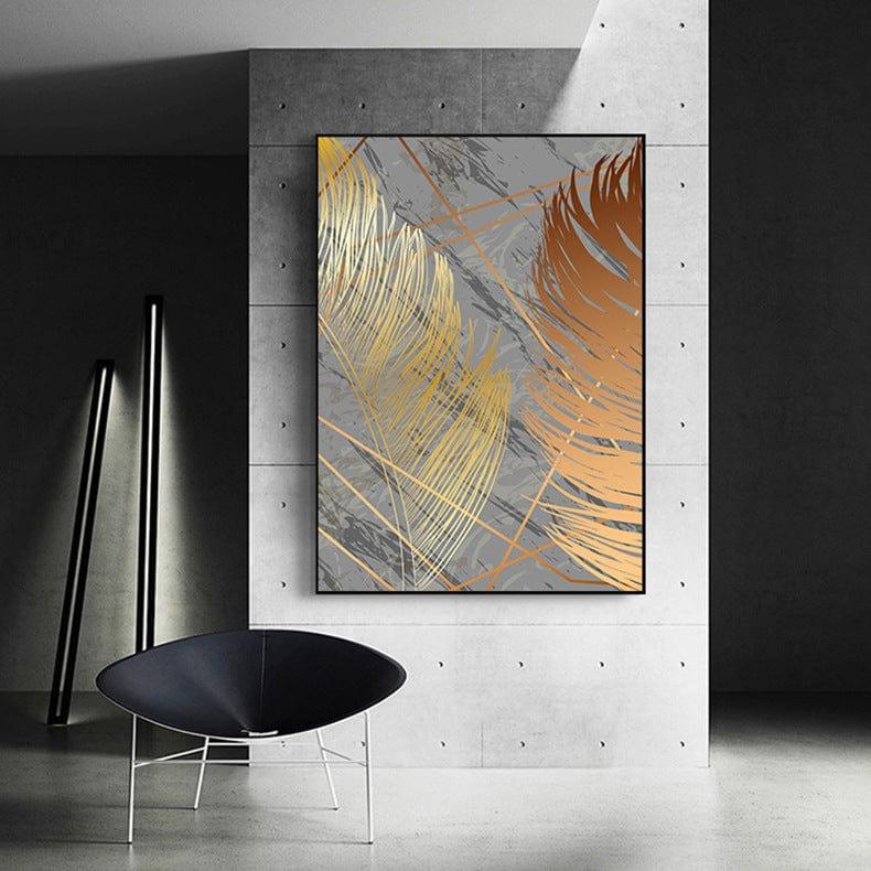 Shop 0 Golden Black Painting Poster Decoration For Home Living Room Decor Aesthetic Wall Art Canvas,Monstera Leaf Feather Modern Print Mademoiselle Home Decor