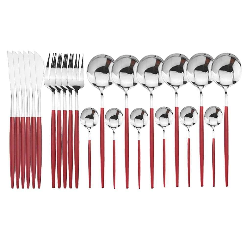 Shop 100003310 Red Silver Stoneridge Cutlery Set Mademoiselle Home Decor