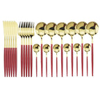 Shop 100003310 Red Gold Stoneridge Cutlery Set Mademoiselle Home Decor