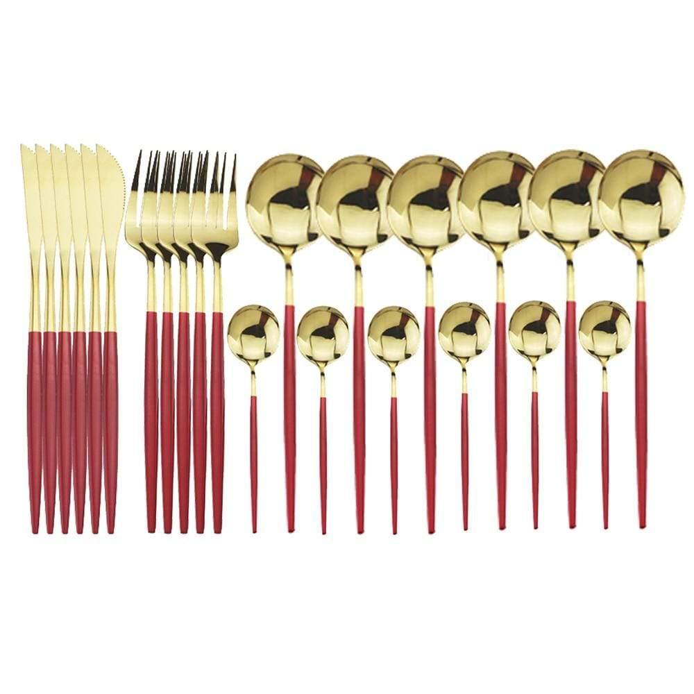 Shop 100003310 Red Gold Stoneridge Cutlery Set Mademoiselle Home Decor