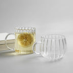 Shop 0 2 PCS Heat Resistant Glass Striped Water Cup Breakfast Oatmeal Milk Coffee Cup Household Large Capacity Cup Water Cup with Handle Mademoiselle Home Decor