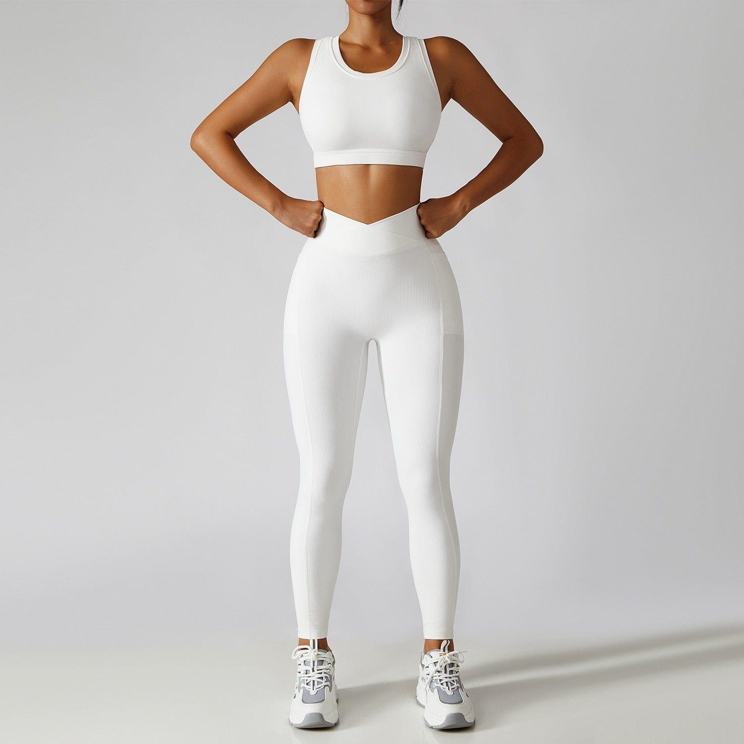 Shop 0 White suit-4 / S / China 2 Pieces Seamless Women Tracksuit  Yoga Set Running Workout Sportswear Gym Clothes Fitness Bra High Waist Leggings Sports Suit Mademoiselle Home Decor