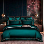 Shop 40601 Emerald / Flat Bed Sheet / Queen (4pcs) Tranquil Duvet Cover Set Mademoiselle Home Decor