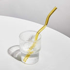 Shop 0 1PC wave yellow Floriddle Artistry Glass Straws Twist Reusable Straws Heat Resistant Glass Straw Drinking Milk Tea Long Stem Glass Staw Mademoiselle Home Decor