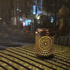 Shop 0 LED Solar Lantern Light Hollow Wrought Iron Projection Light Hanging Lamps Outdoor Waterproof Yard Garden Art Decoration Mademoiselle Home Decor