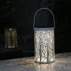 Shop 0 LED Solar Lantern Light Hollow Wrought Iron Projection Light Hanging Lamps Outdoor Waterproof Yard Garden Art Decoration Mademoiselle Home Decor