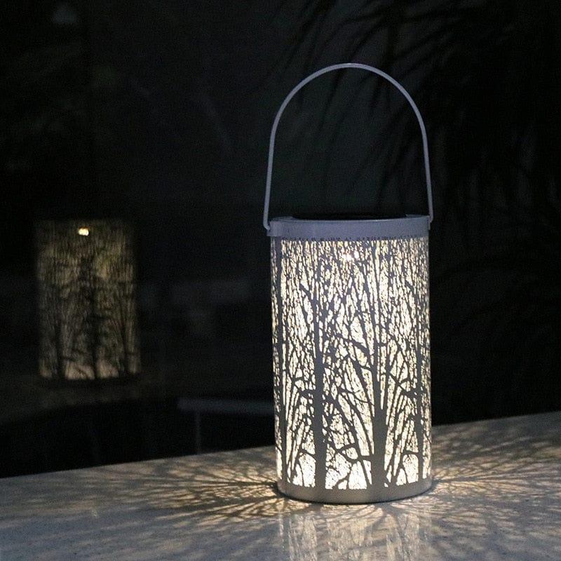 Shop 0 LED Solar Lantern Light Hollow Wrought Iron Projection Light Hanging Lamps Outdoor Waterproof Yard Garden Art Decoration Mademoiselle Home Decor