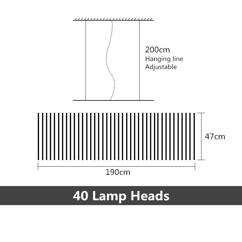 Shop 0 40 Heads  190x47cm / Black lamp body / Brightness Dimmable Xyla Lighting Mademoiselle Home Decor