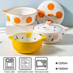 Shop 0 1.2/1.5L Ceramic Instant Noodle Bowl With Lid Kitchen Soup Cereal Bowl Heat-resistant Underglaze Oven Baking Bowls Mademoiselle Home Decor